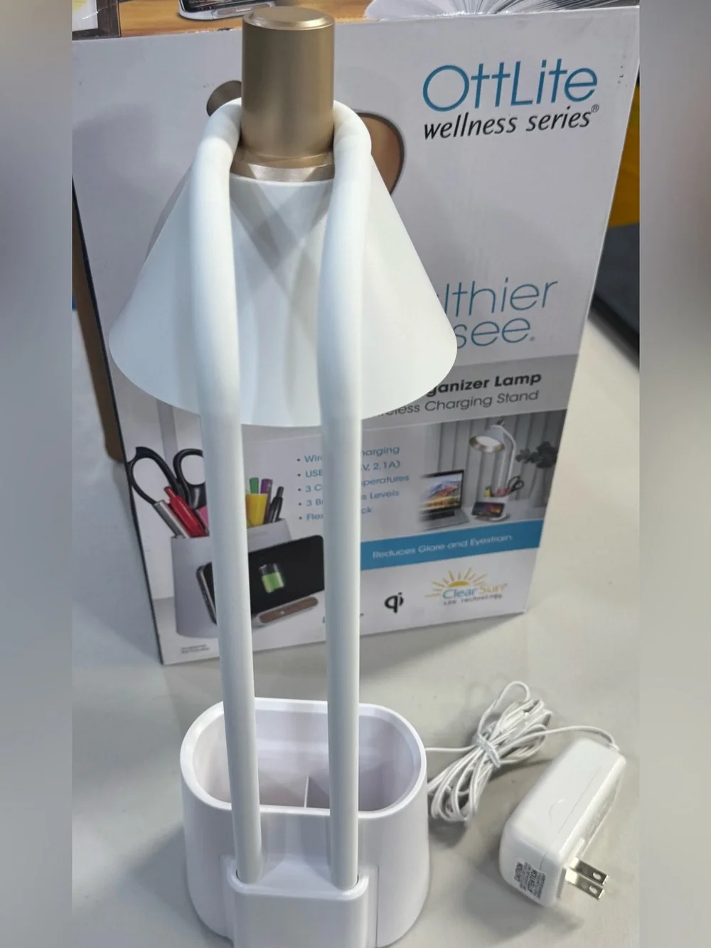 OttLite LED Desk Organizer Lamp 17.25” -Light LED Battery Powered Adjustable